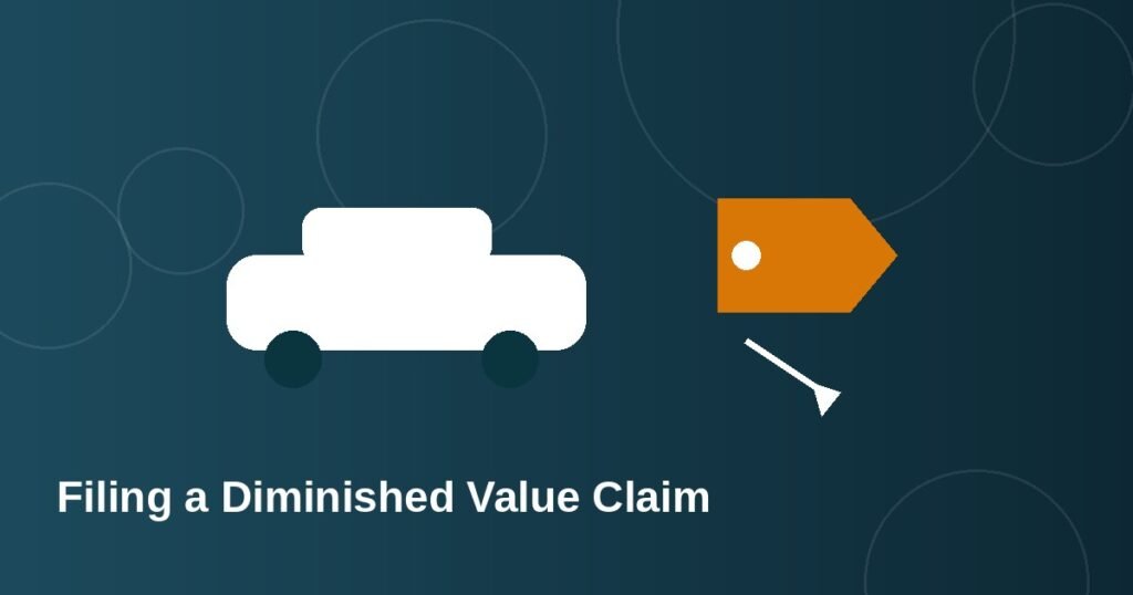 Illustration of a repaired car with a resale value price tag showing a markdown